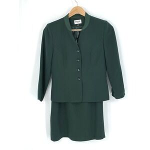 Vtg Kasper Women's Size 8 Skirt Suit Green Blazer Skirt No Belt Business Classic